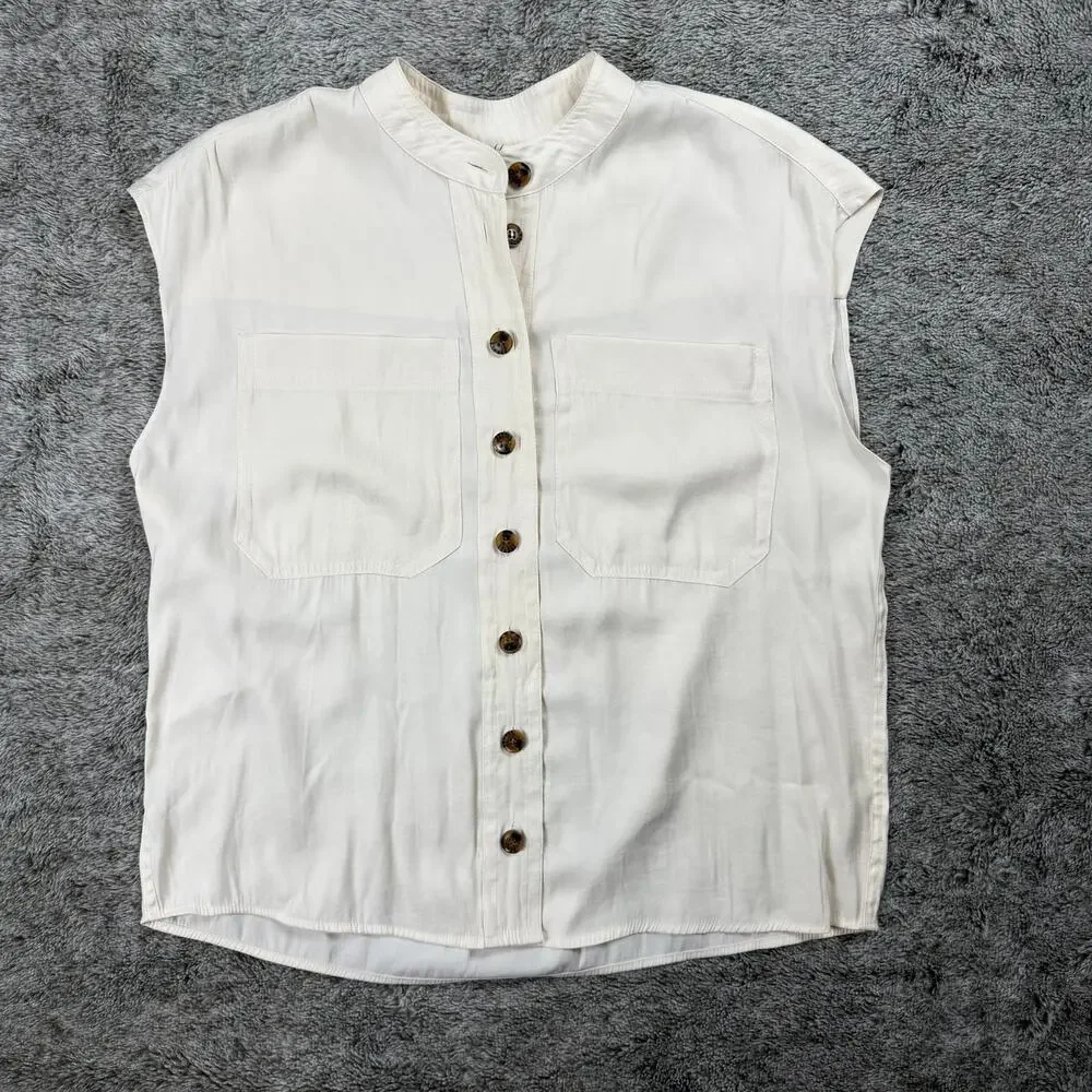 Joie Button Down Off White Blouse Women's Small